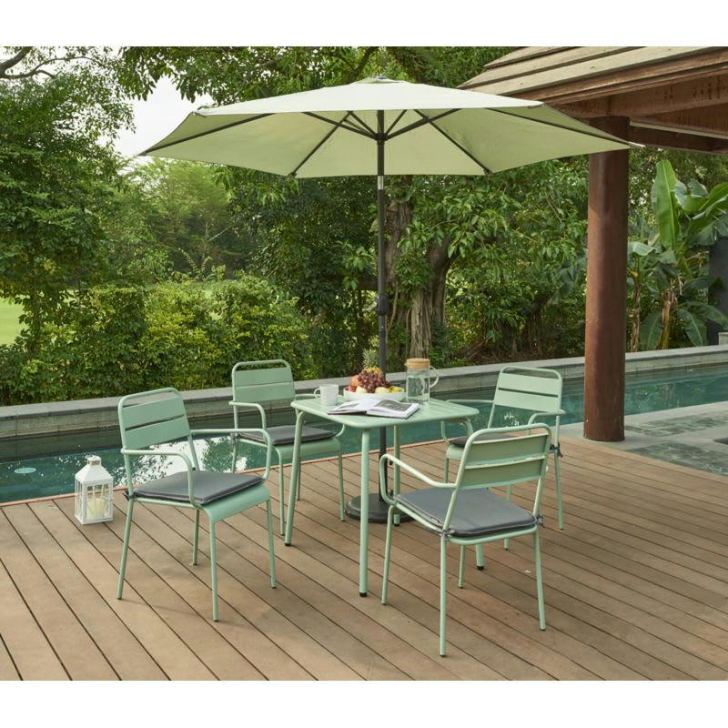 PANTONE - Table de jardin en acier vert menthe 70x70 cm