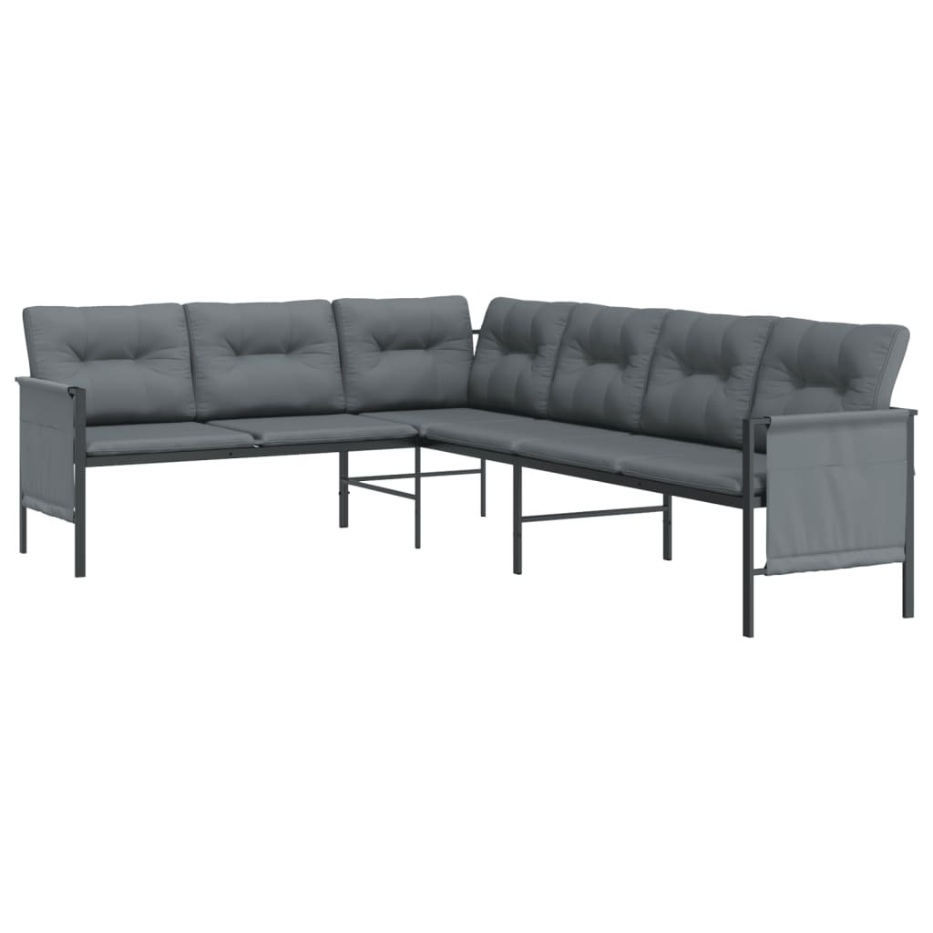 Ogrodowa sofa narożna, antracytowa, stal i textilene
