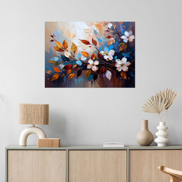 Plakat samoprzylepny Feeby Kolorowe Liście Kwiaty 30x20