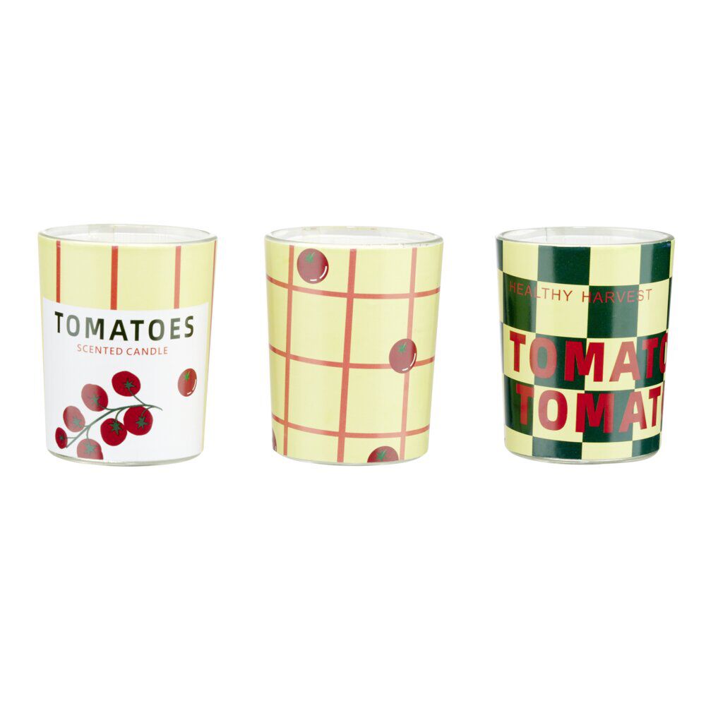 Bougie parfumée x3 dans pot verre décoré Ø5xH6cm (3 modèles)