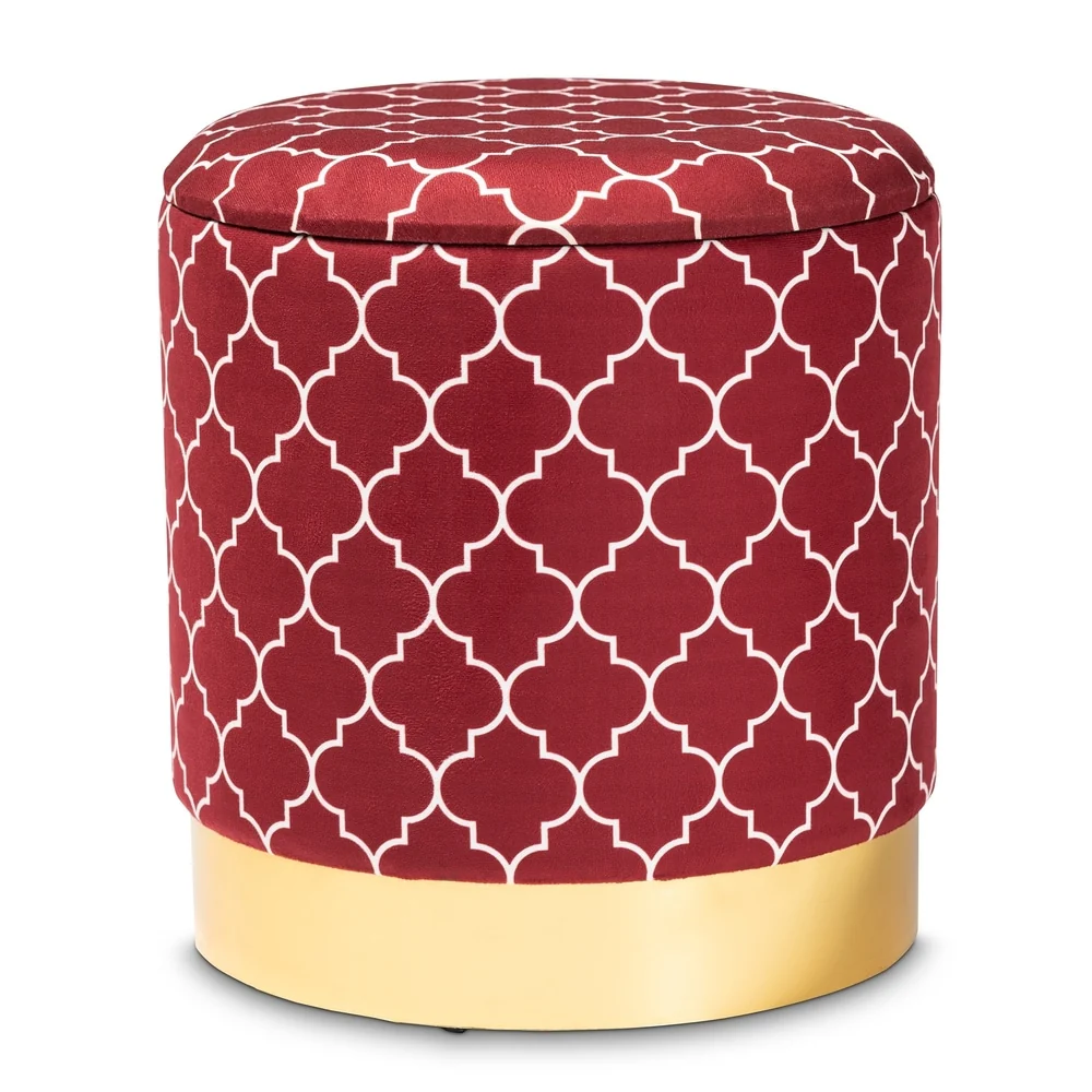 Serra Glam and Luxe Upholstered Storage Ottoman
