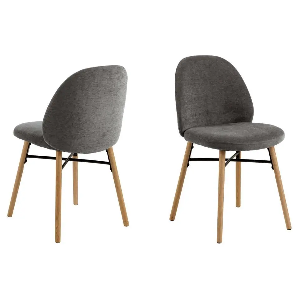 Eetkamerstoel Grijs - Zithoogte 46cm - 54x46x82,5cm - Sofie - Set van 2