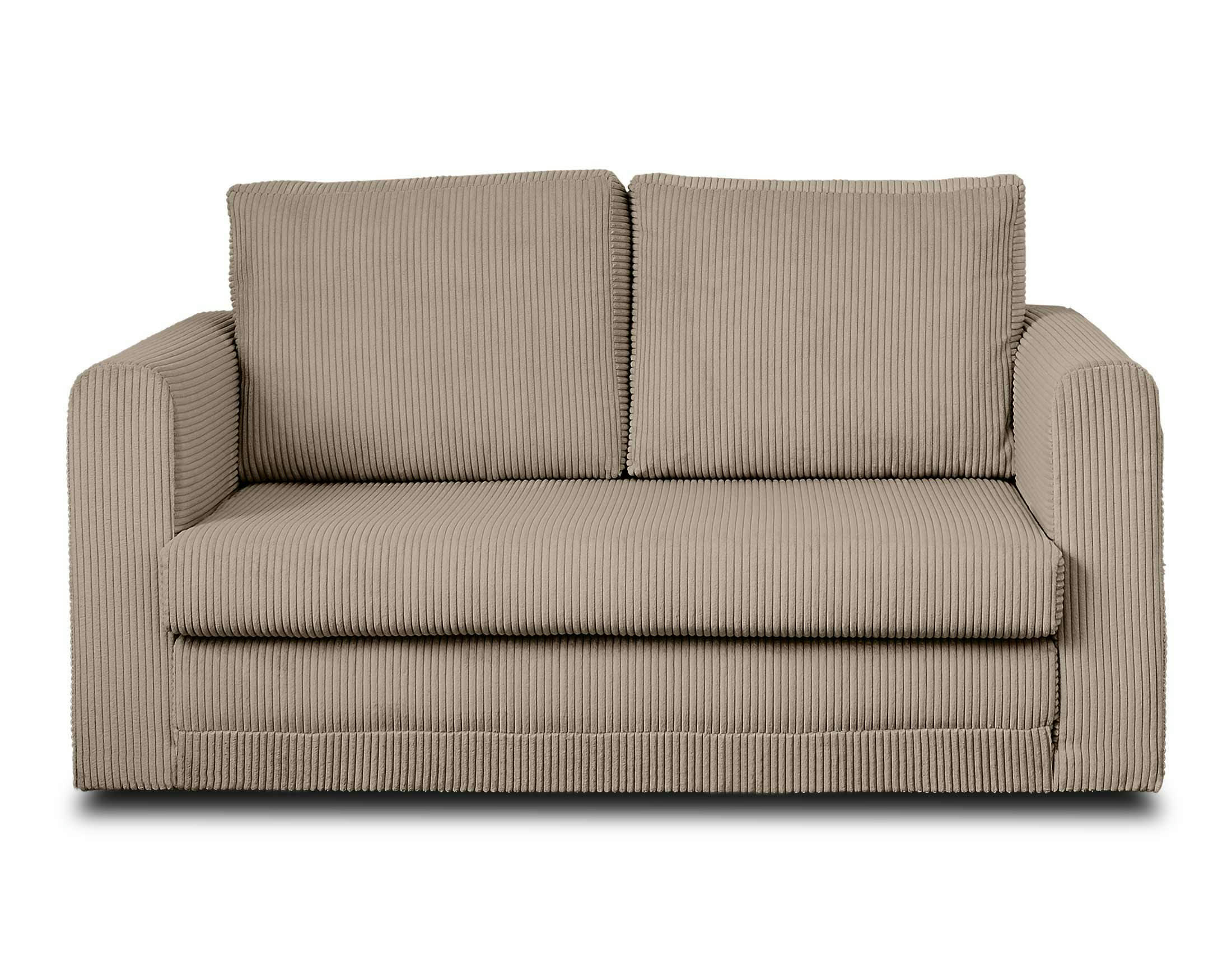 MARILIA - Canapé droit convertible 2 places en velours côtelé taupe