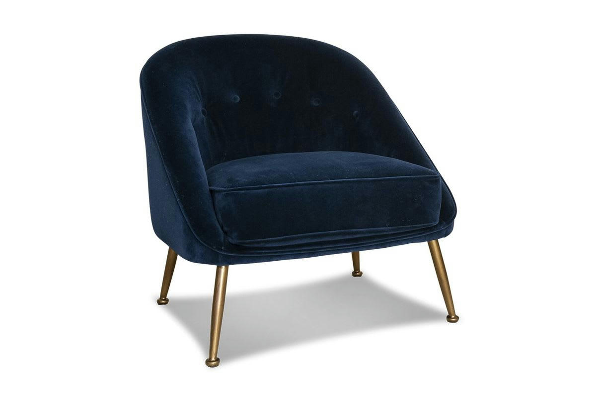 BARNOLOMEO - Fauteuil crapaud en velours bleu