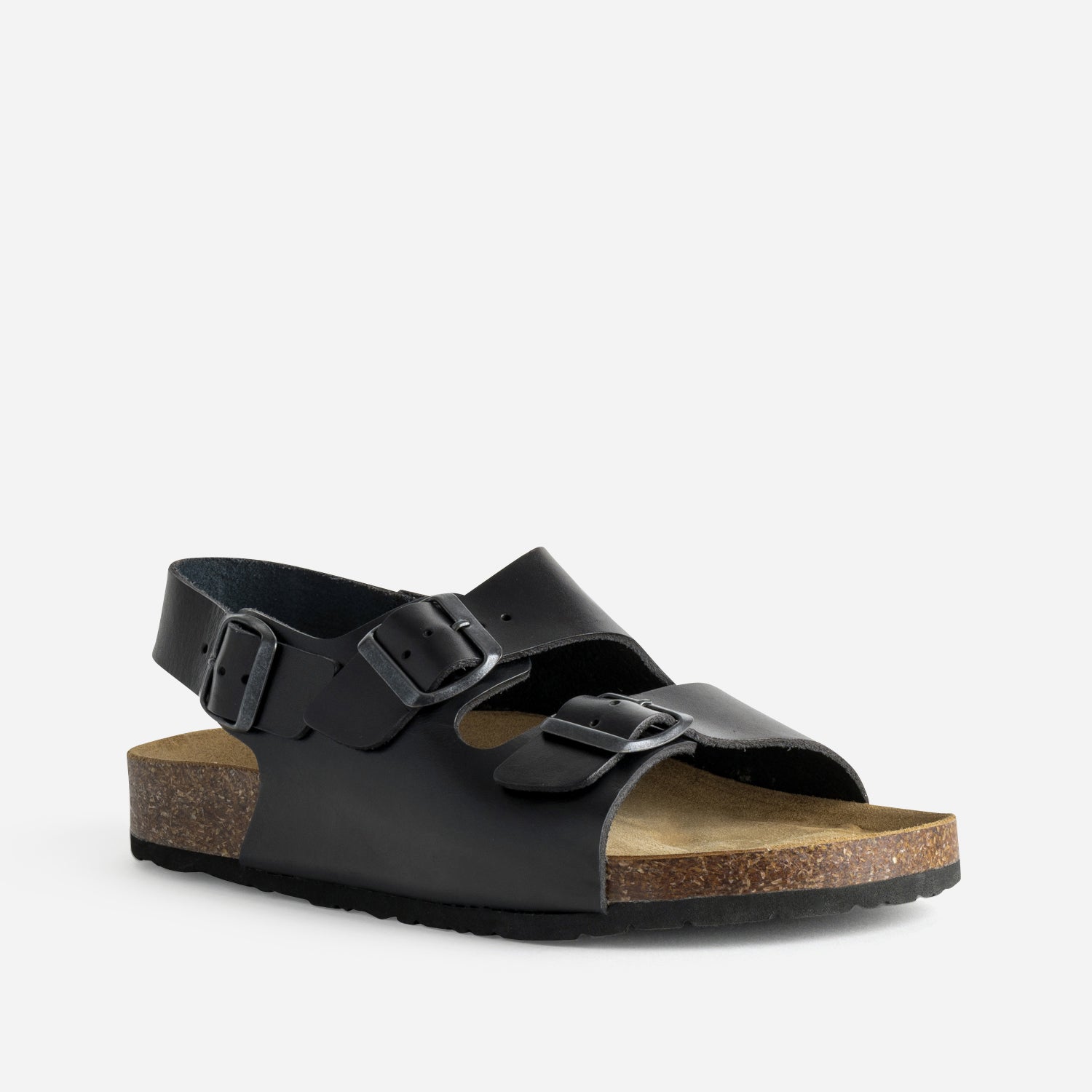 Sandale anatomique noire cuir