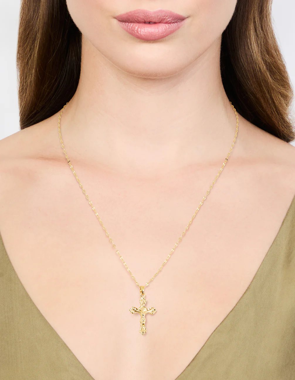 Gold Plated Vintage Cross Pendant Necklace