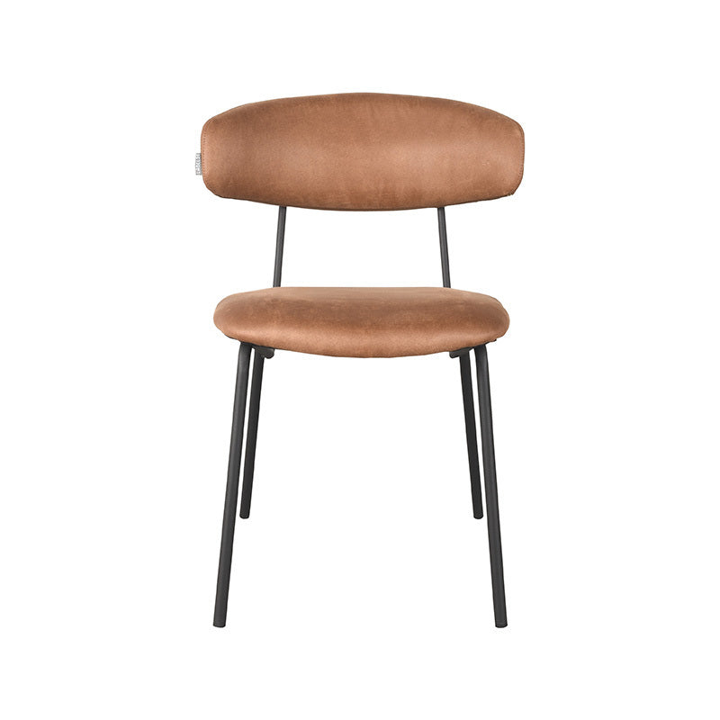 LABEL51 Eetkamerstoel Zack - Cognac - Zithoogte 48cm - Set van 2