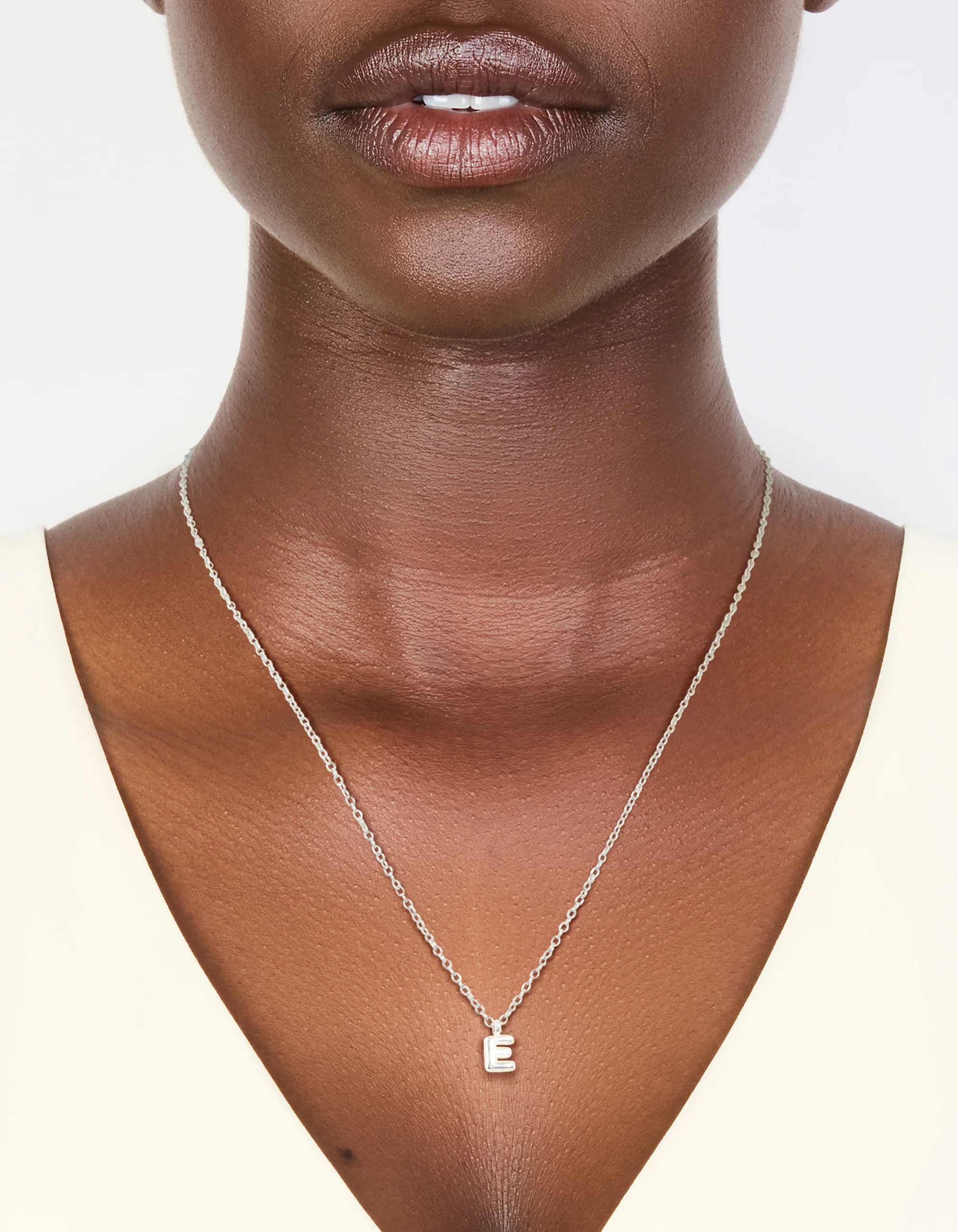 Waterproof Stainless Steel Mini Bubble Letter E Necklace