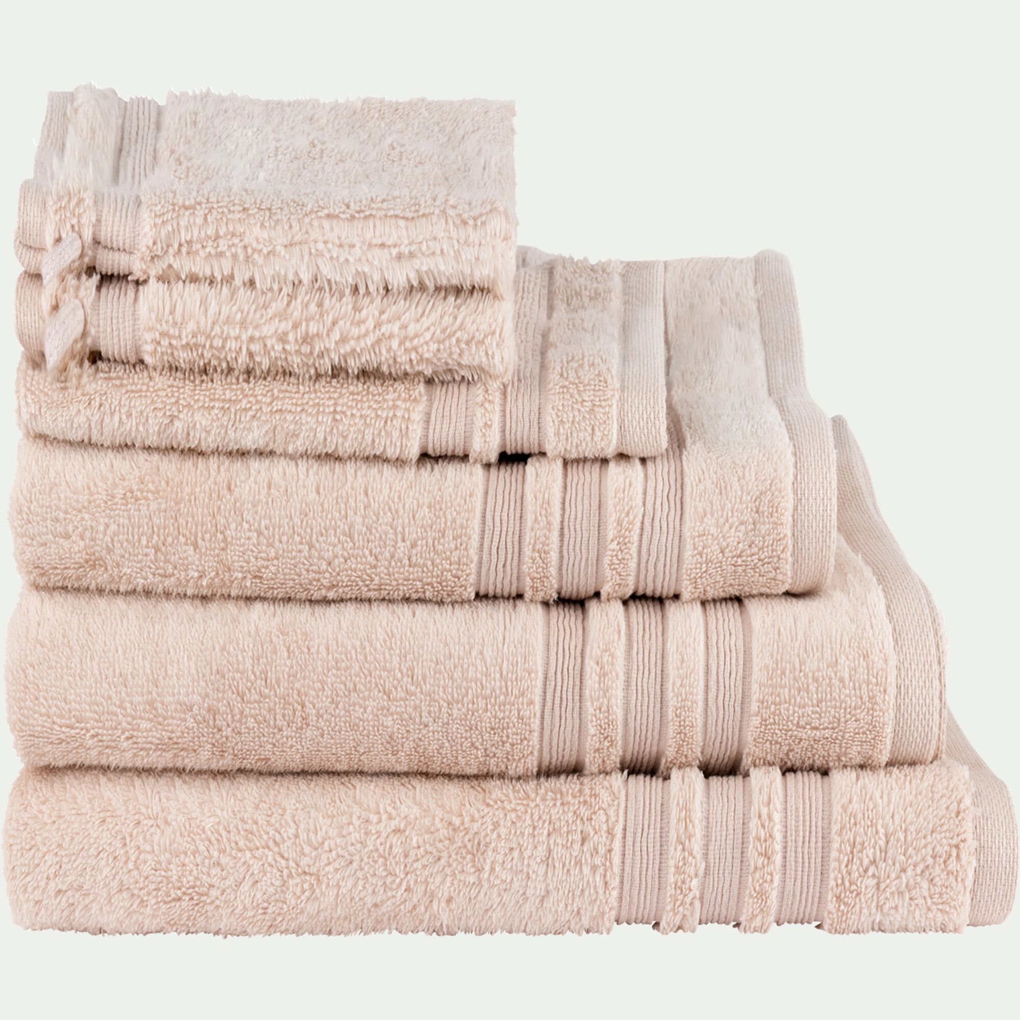 NOUN - Lot de 2 serviettes invité bouclette en coton - rose grège 30x50cm