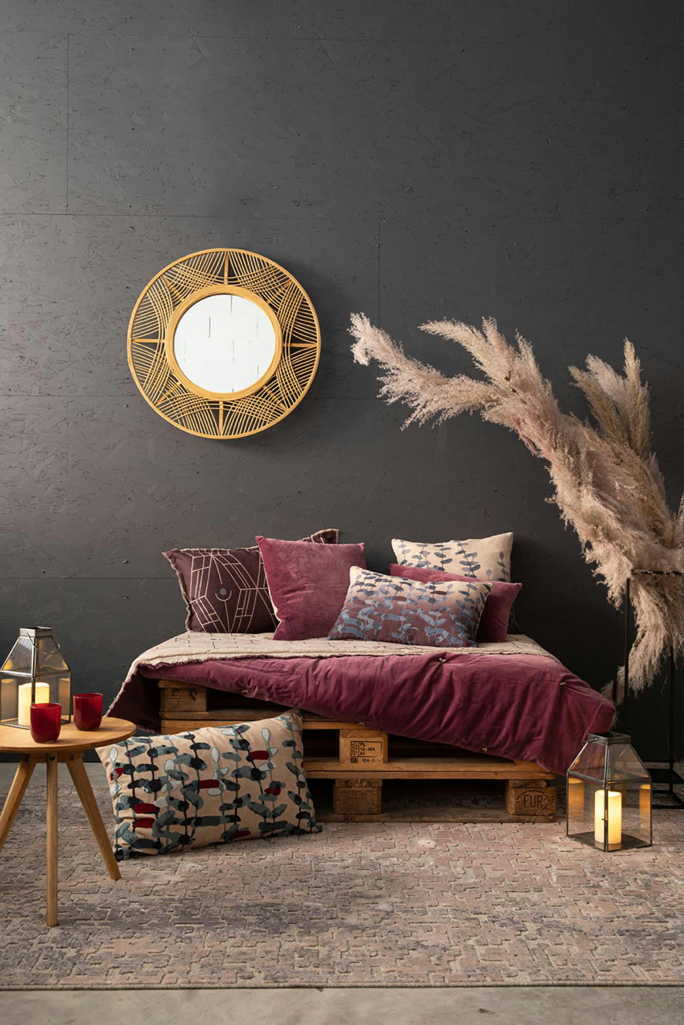 ELISE - Plaid points noués  en coton lilas 140 x 200