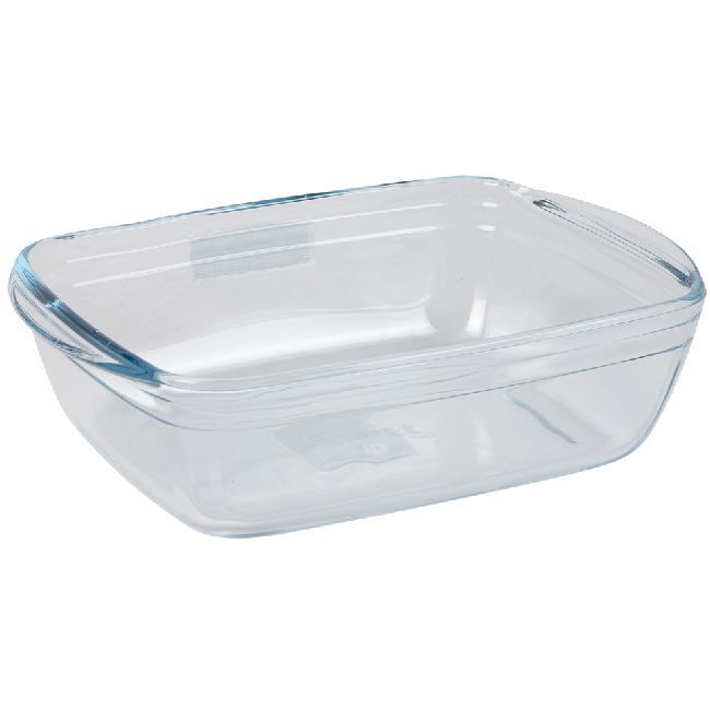 Plat à four rectangulaire en verre avec couvercle