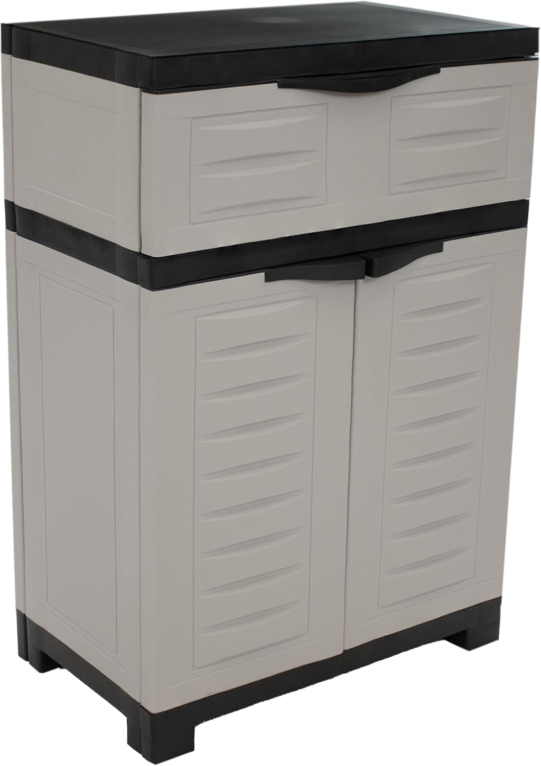 Sunnydaze 34.5 H Resin Garage Storage Cabinet - Garage Cabinet with Adjustable Shelf - Freestanding Utility Storage for Laundry Room, Office, Basement - Gray