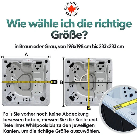 Whirlpoolabdeckung, quadratisch, grau