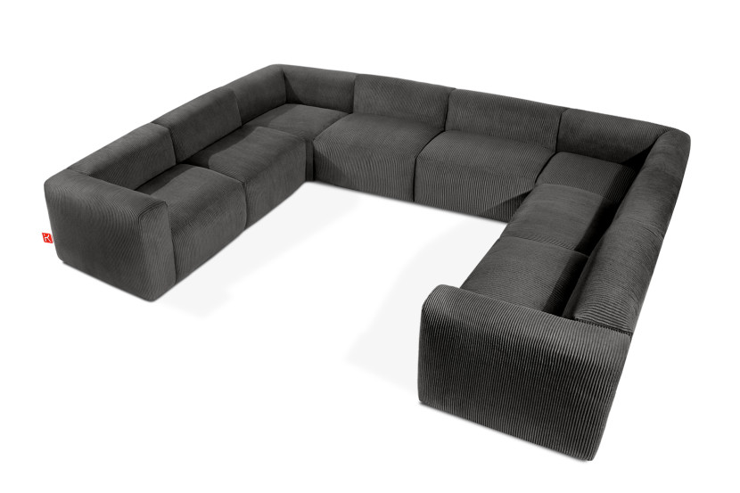 KONSIMO BUFFO Elegancki Narożnik modułowy, szary sztruks 352x281 cm