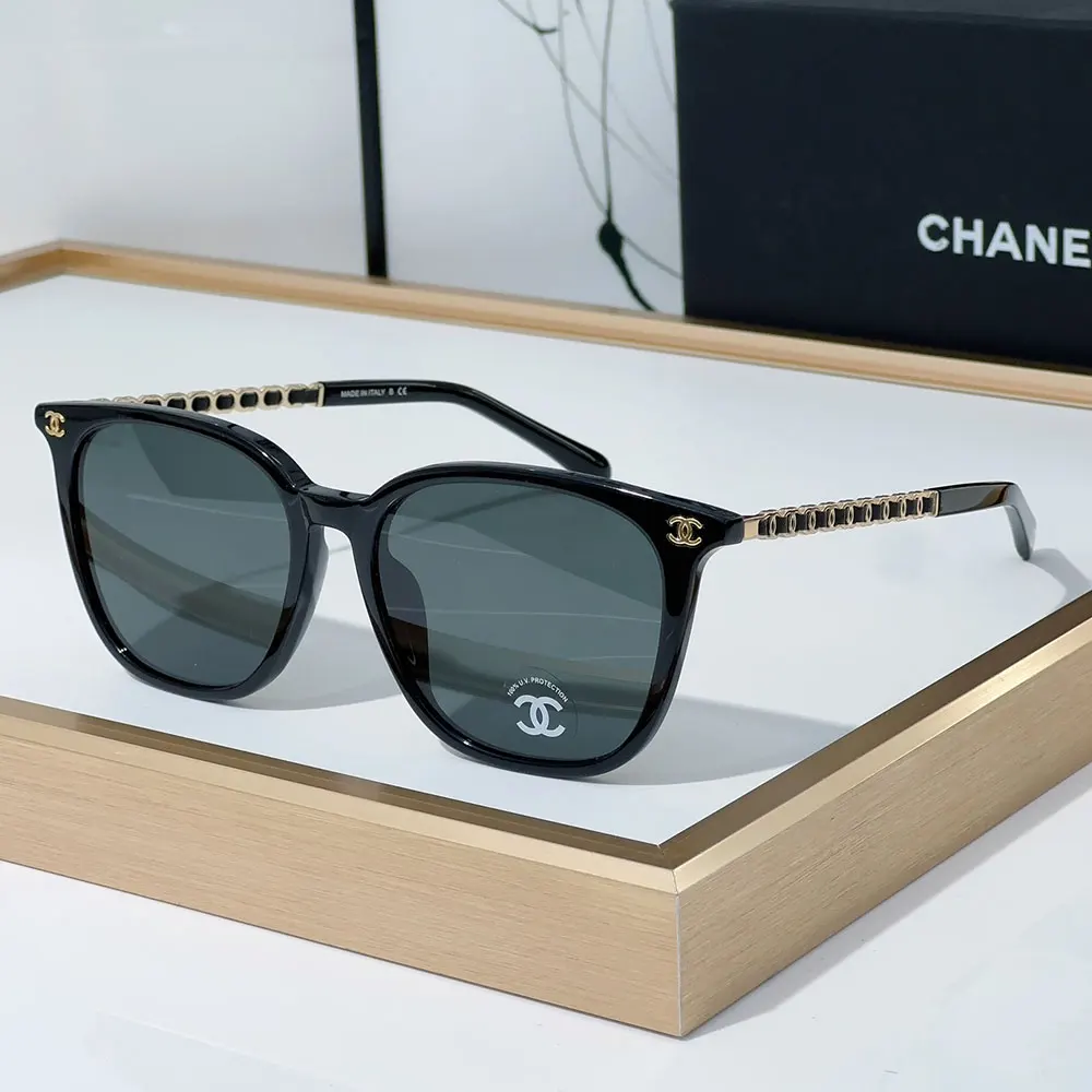 Chanel  Mirror leg Hollowed out Logo Sunglasses