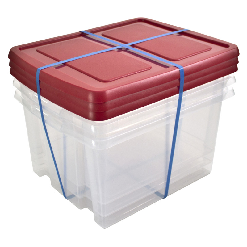 Box de rangement Nesta avec couvercle rouge 32 L 3 pièces SUNWARE