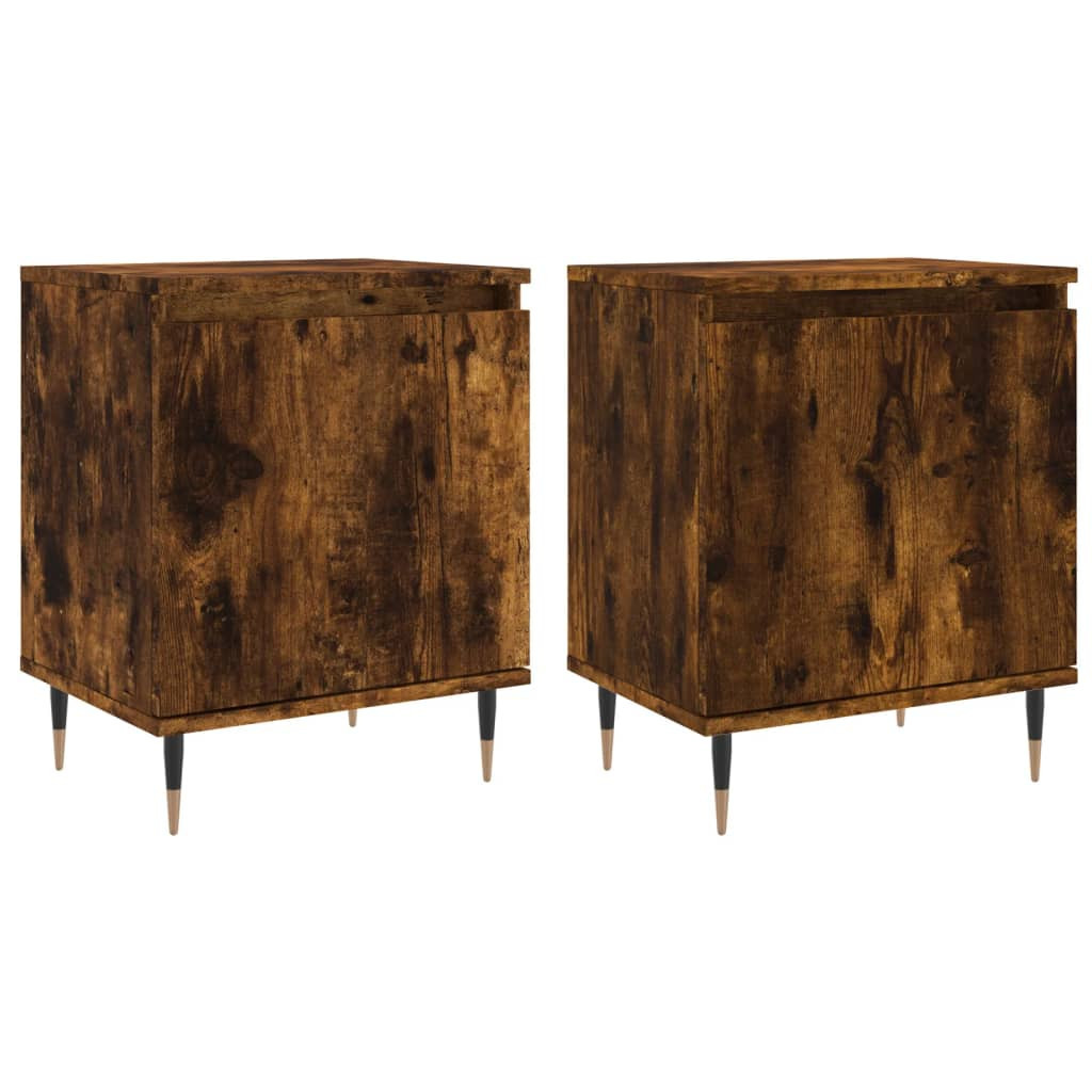 2x Szafka Nocna Stolik Komoda Brązowa z Drzwiami Do Sypialni 40x30x50 cm