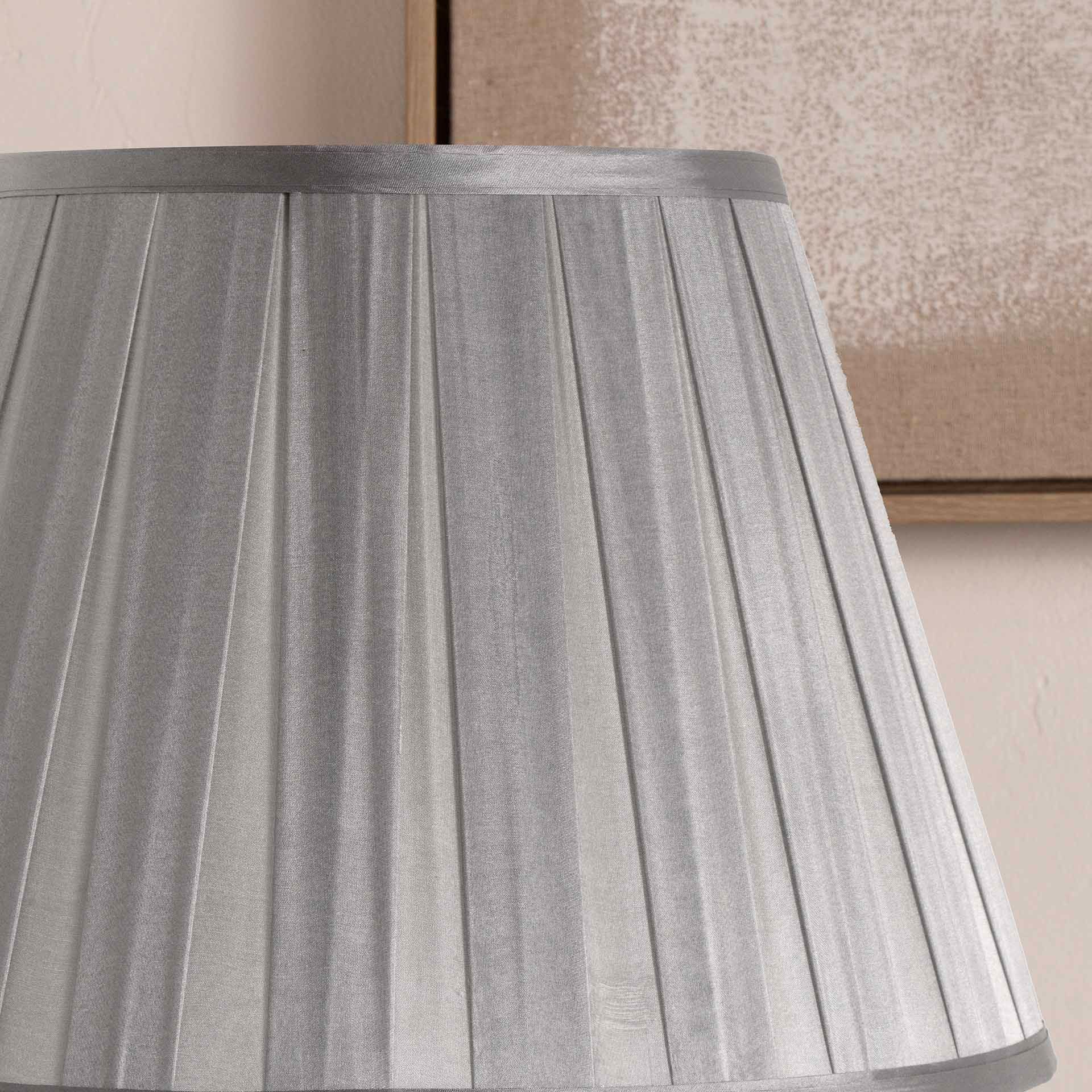 Ruma Grey Empire Silk Box Pleat Lamp Shade for Table Lamps and Floor Lamps