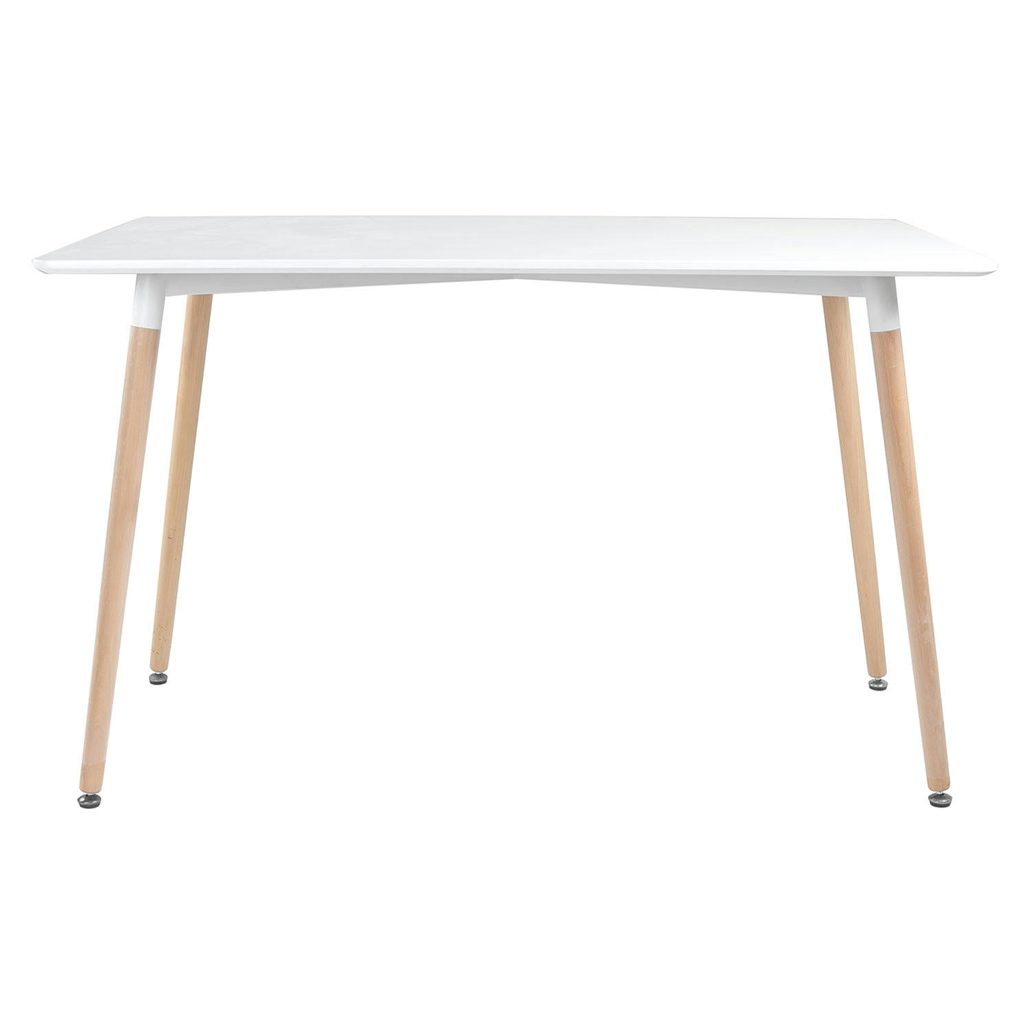 PIA - Table à manger rectangulaire style scandinave blanche et bois de hêtre