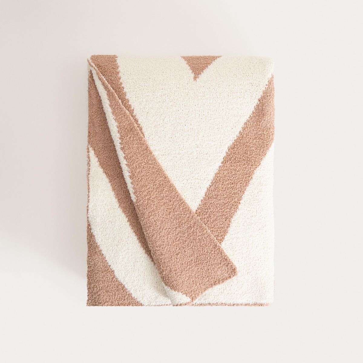 Koc KOBE gruby żakardowy z beżowym wzorem 130x170cm