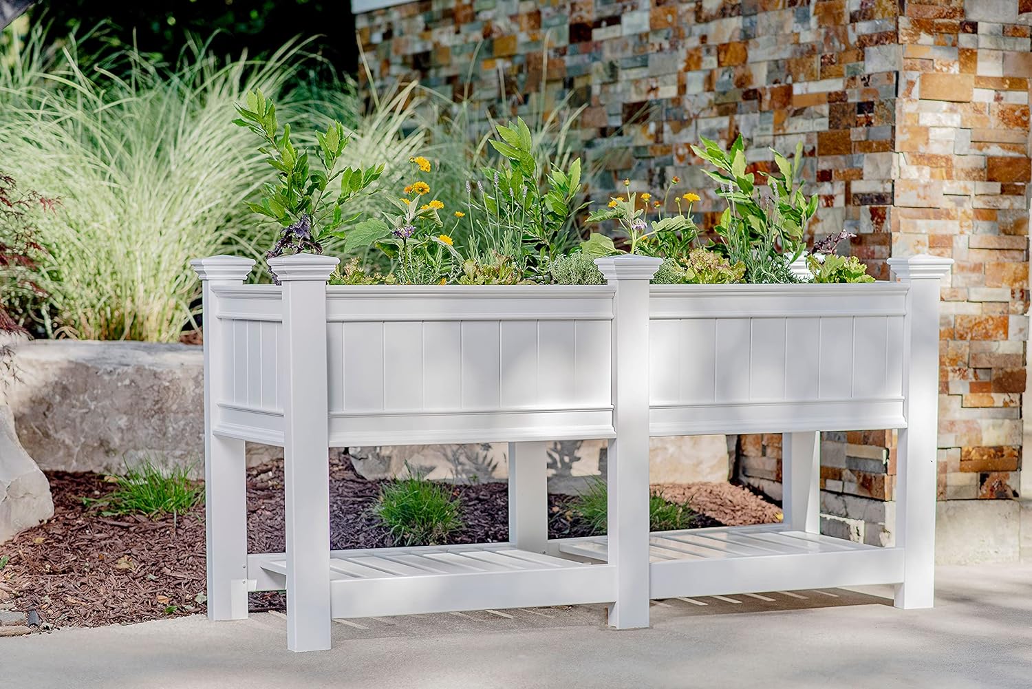68.5W x 24L Vinyl Raised Planter with Extension Kit
