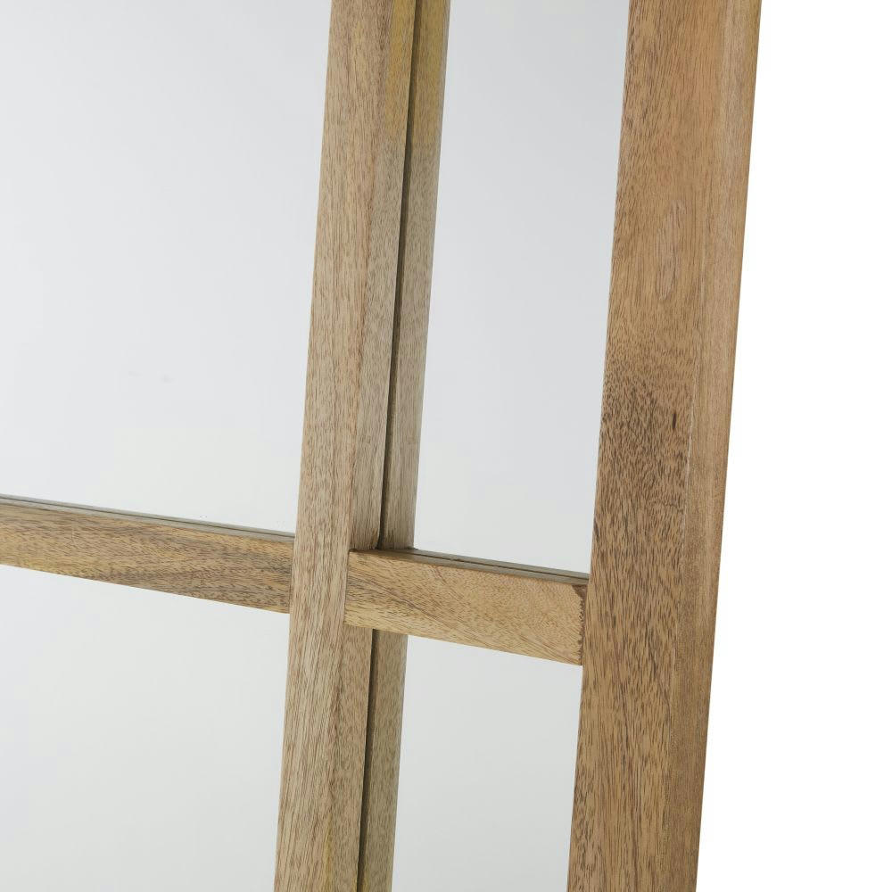 BRIME - Grand miroir fenêtre rectangulaire en bois de manguier marron 91x191