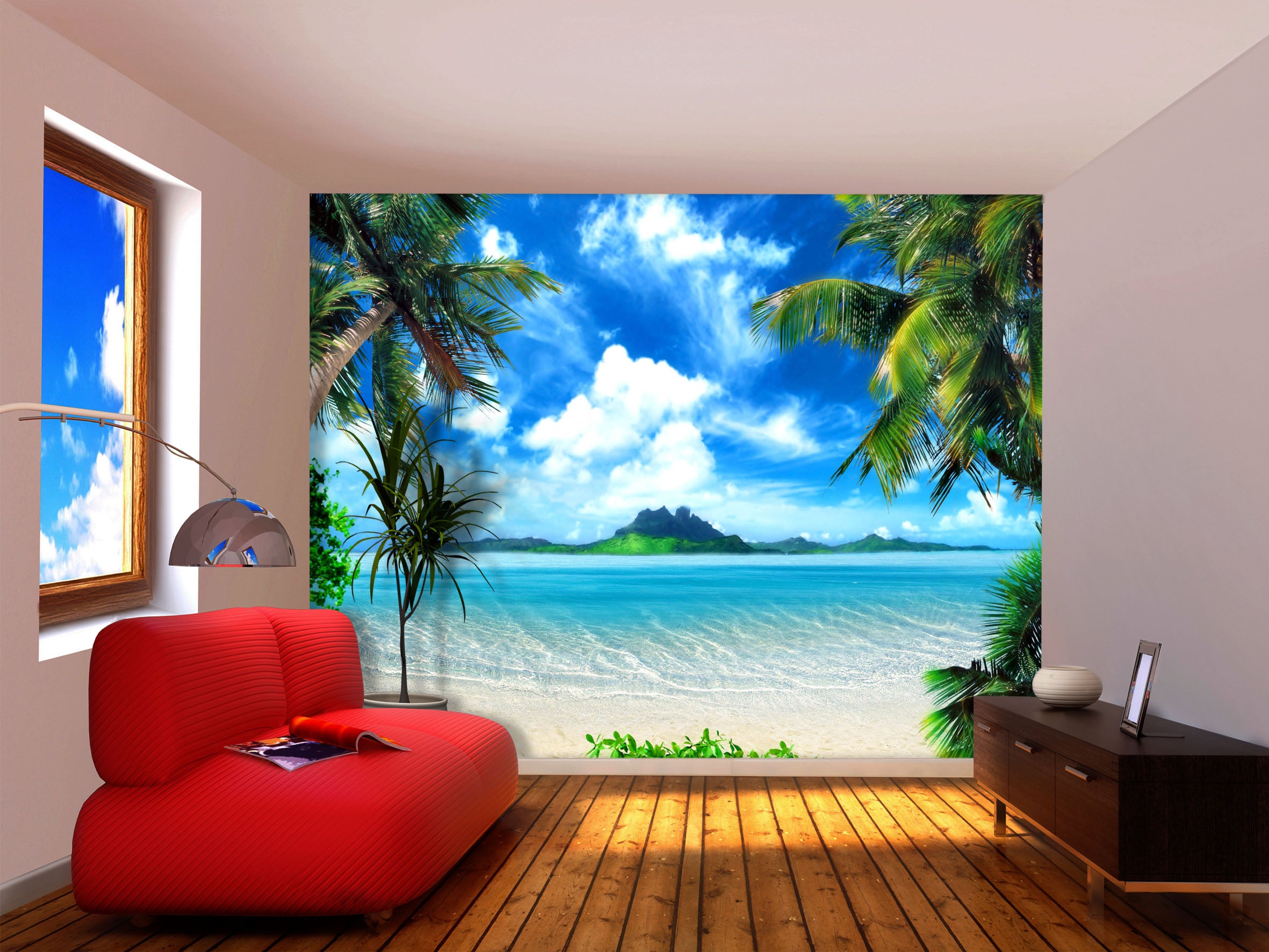 Sanders & Sanders fotobehang zeezicht blauw en groen - 375 x 270 cm - 600493