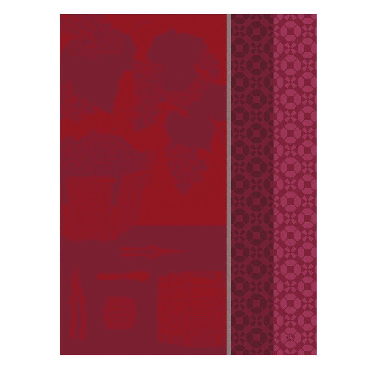 VIN EN GRAPPE - Torchon en coton rose 60 x 80