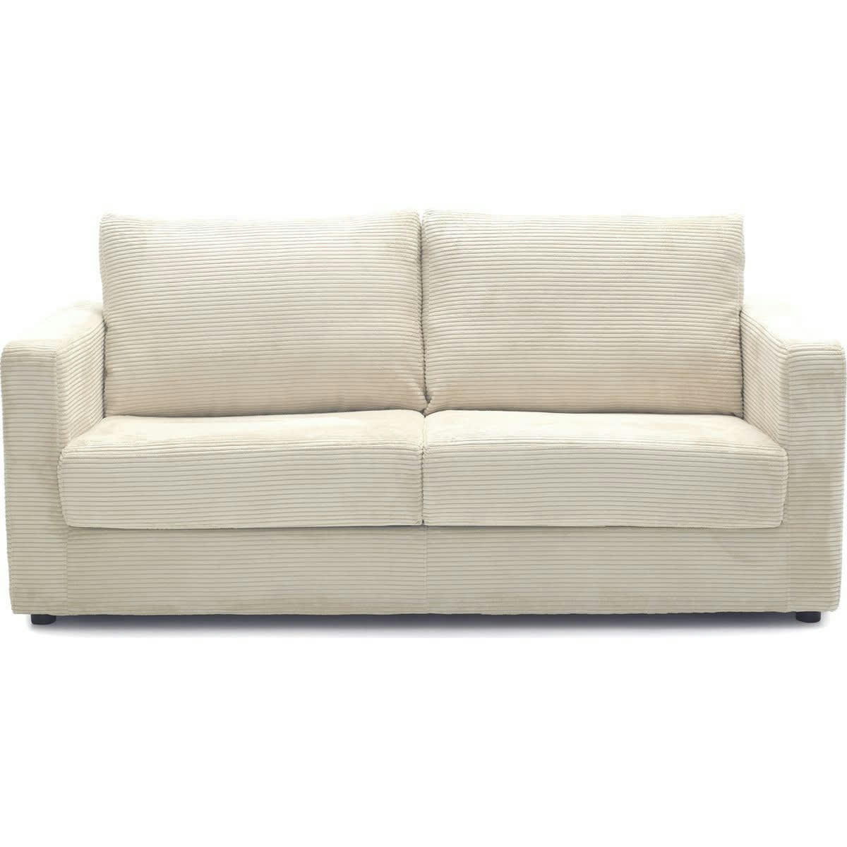 SILVIA - Canapé convertible semi-express 3 places en velours côtelé beige