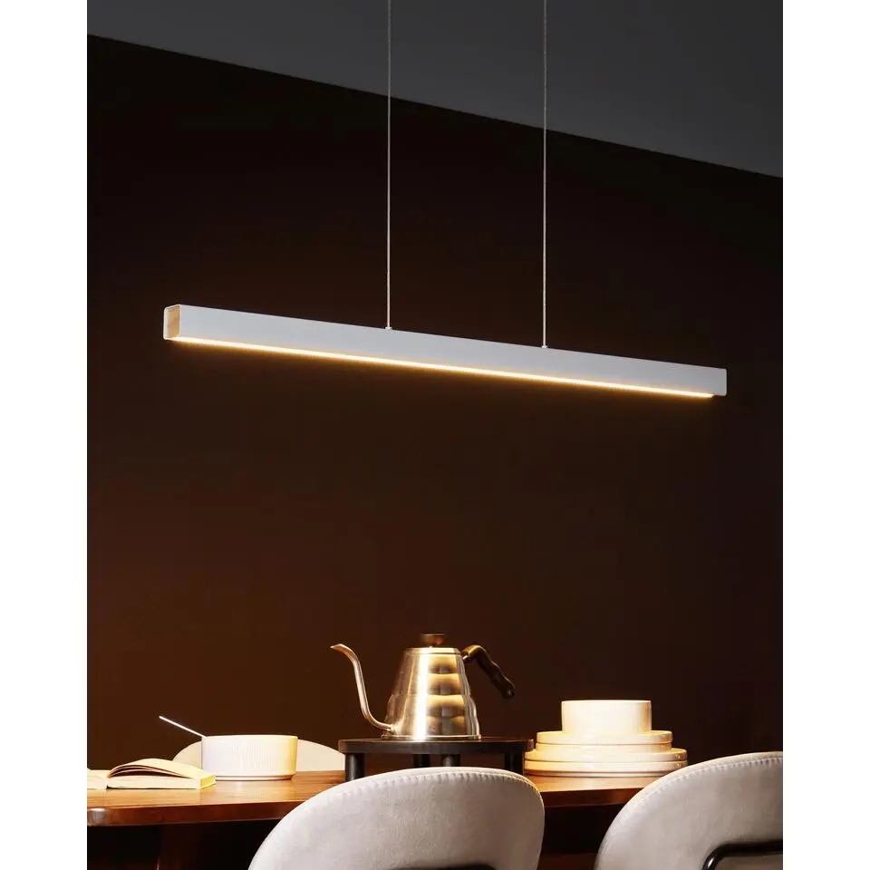 ARENAS - Hanglamp LED - Wit - Aluminium/Rubberhout