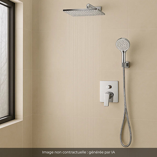 Colonne de douche encastrée mécanique HANSGROHE Vernis Shape Douche de tête Crometta Flexible Métaflex Douchette Crometta chromé