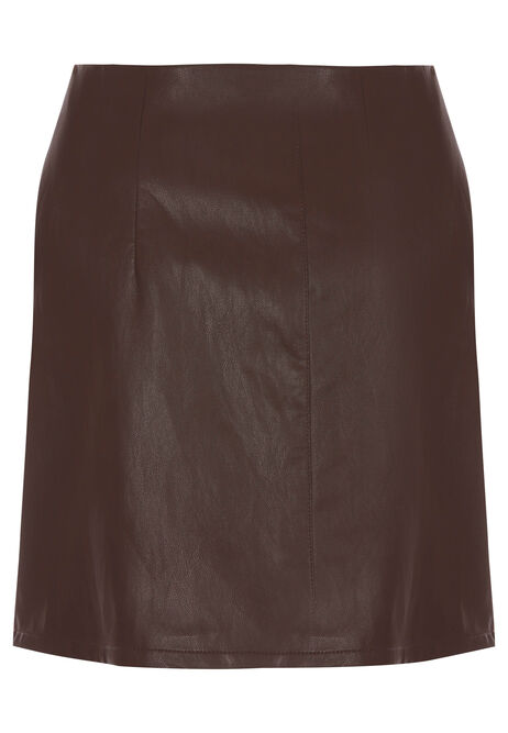 Womens Burgundy Mini Faux Leather Skirt