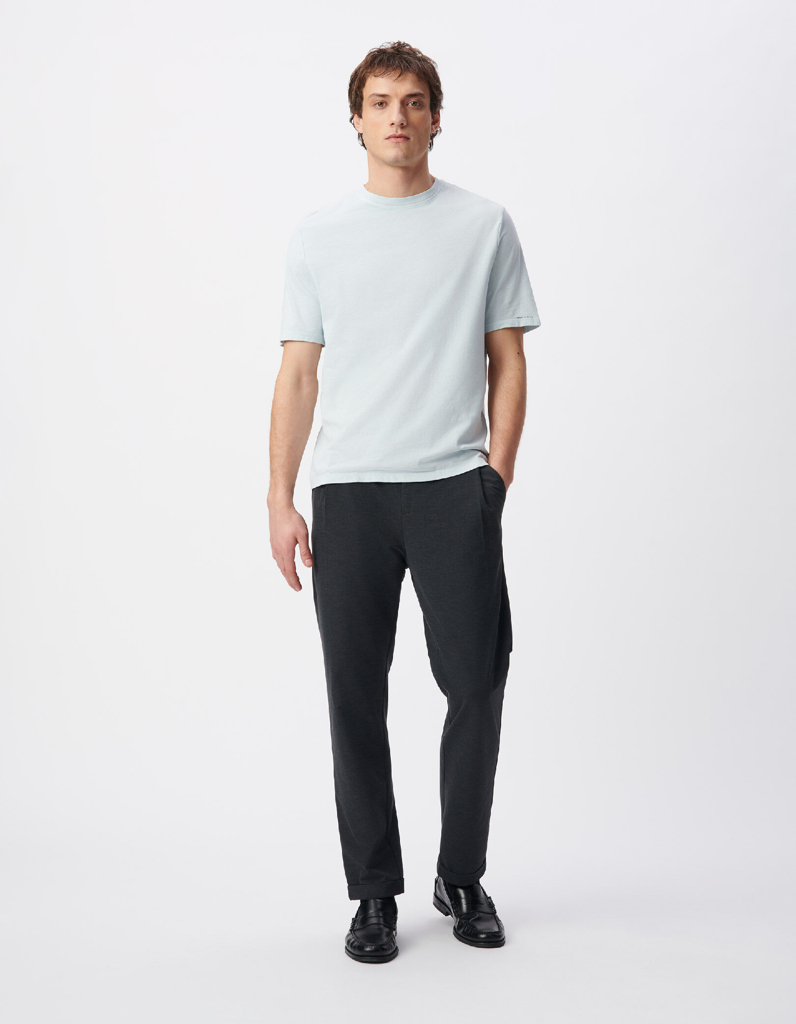 T-shirt col rond bleu ciel coton bio Homme