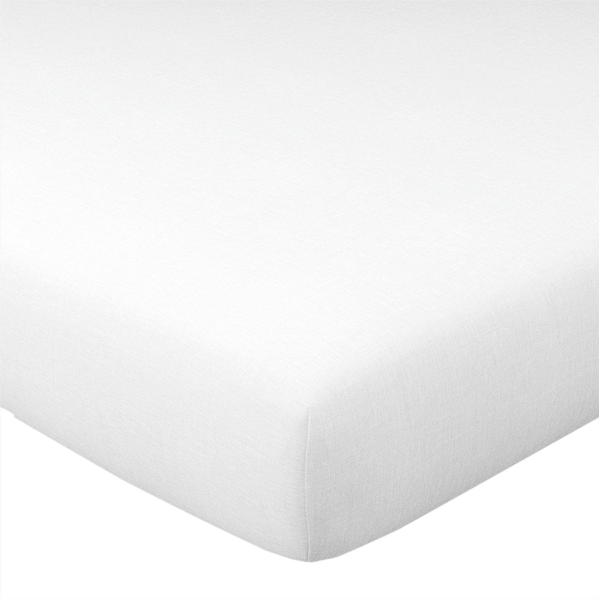 GAMME UNIE LIN PRÉLAVÉ - Drap-housse 90x200x28 blanc en lin