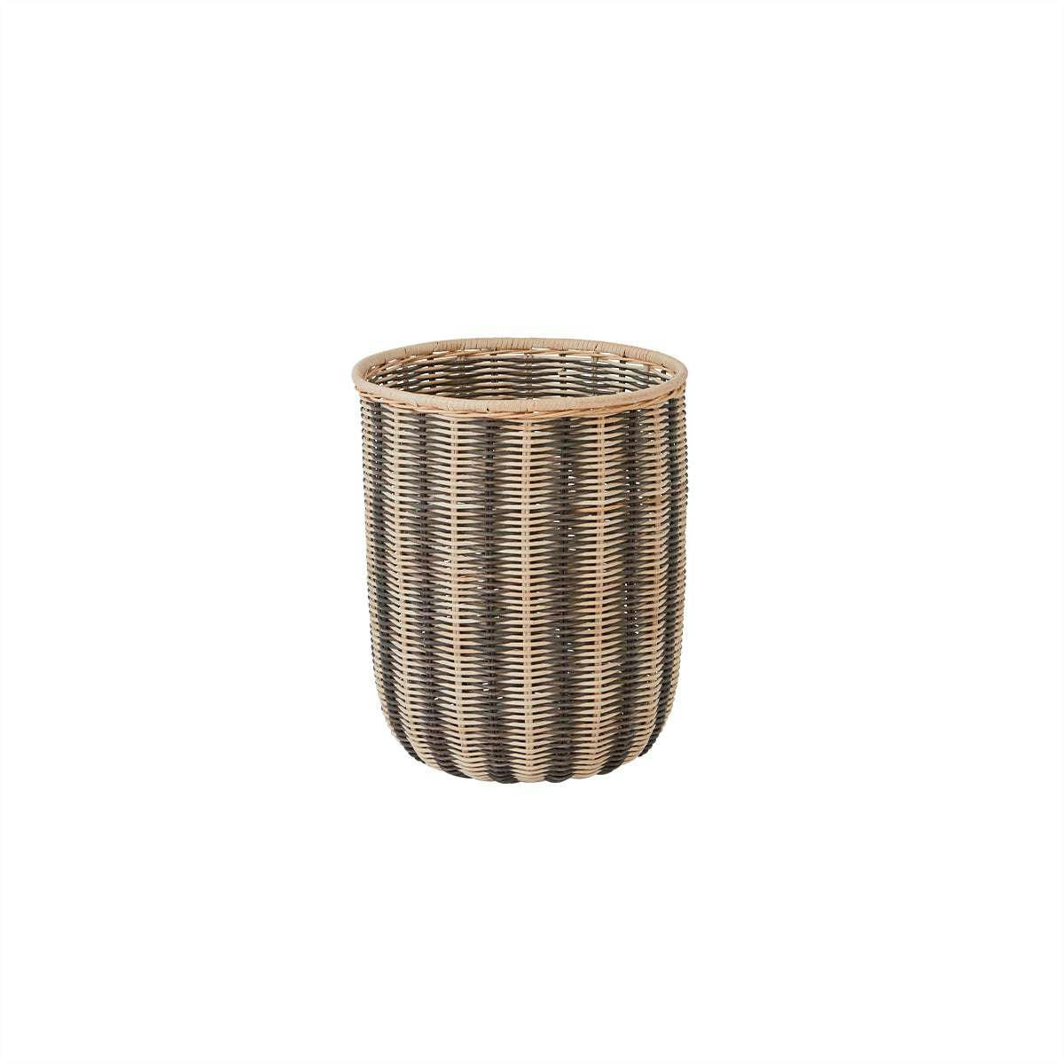 STRIPED - Panier de rangement beige en rotin Ø37xH42cm