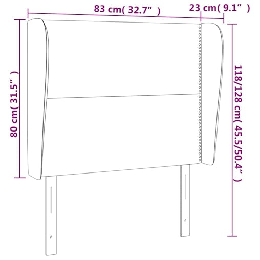 NNEVL Headboard with Ears Dark Grey 83x23x118/128 cm Fabric