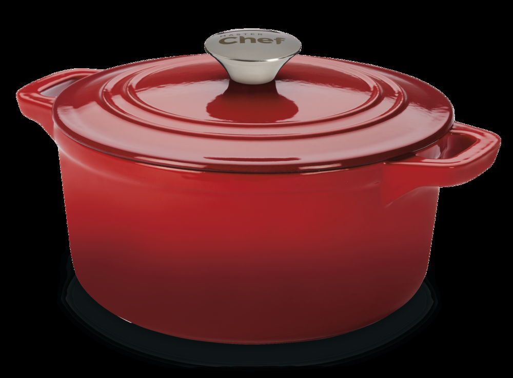 MASTER Chef Round Dutch Oven, Durable Cast Iron, Oven Safe, Red