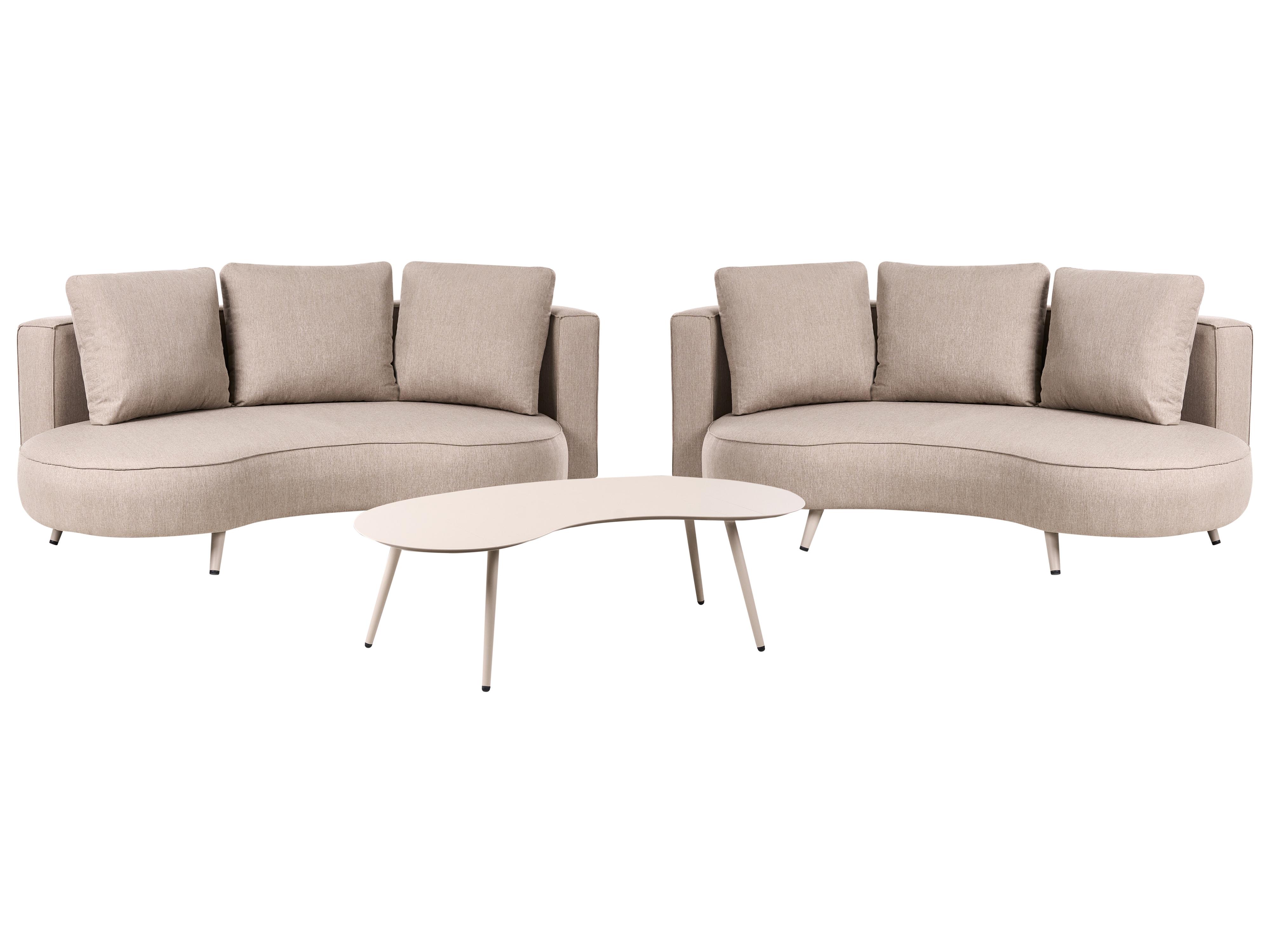 Garden Lounge Set with Table 6 Seater PARORI Beige