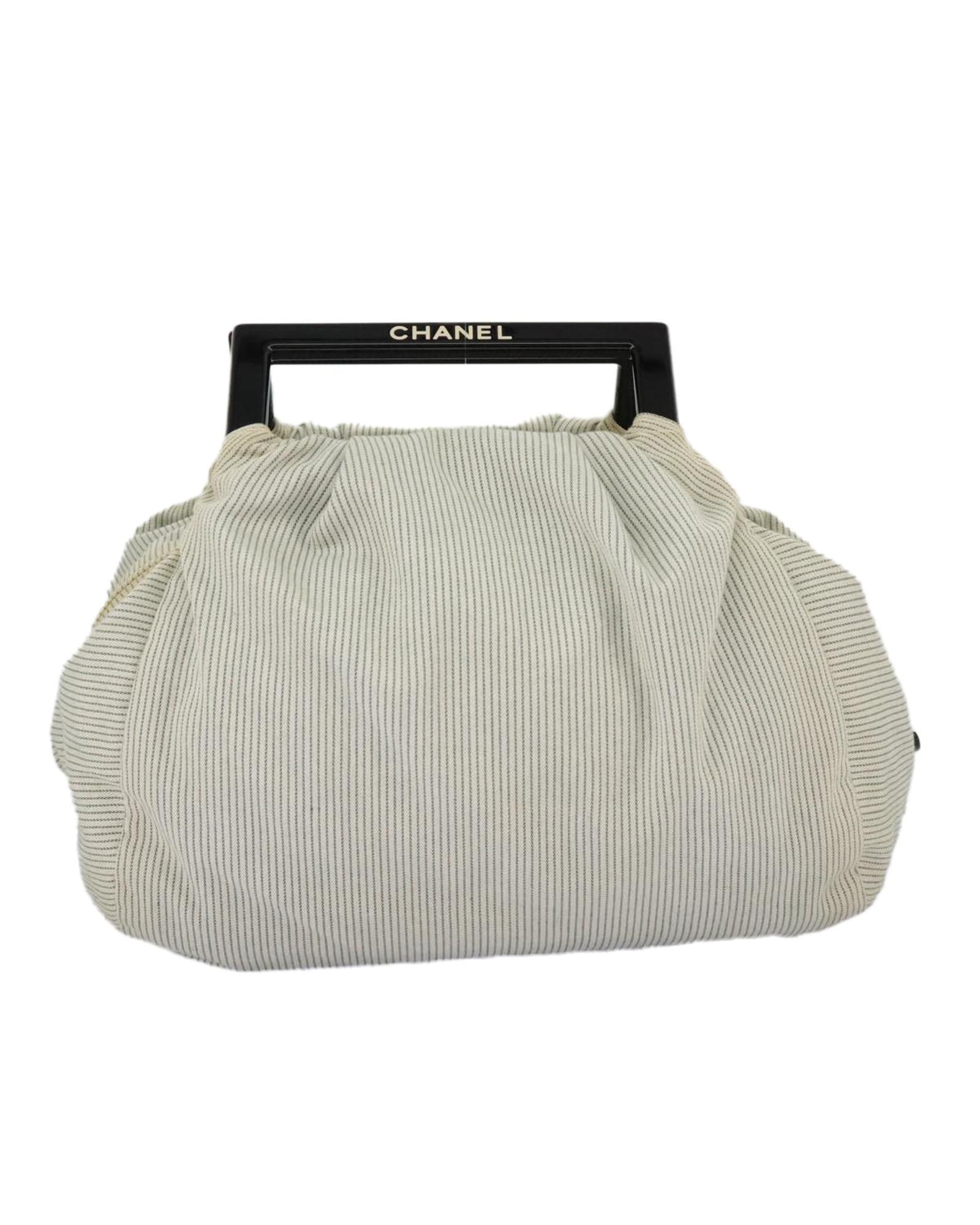 Chanel Preloved Stripe Tote Bag with Eiffel Tower Patch Wo - Green