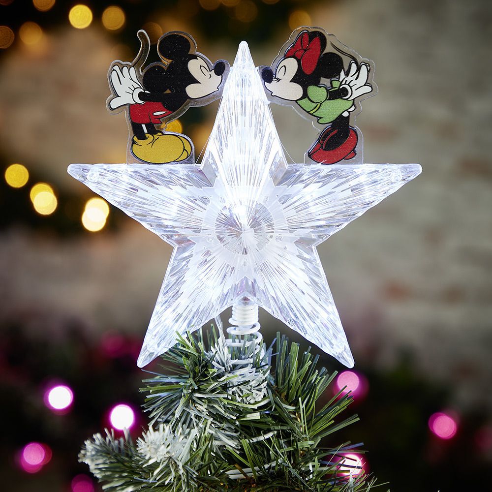 Cimier tête de sapin No&euml;l lumineuse Mickey et Minnie Disney