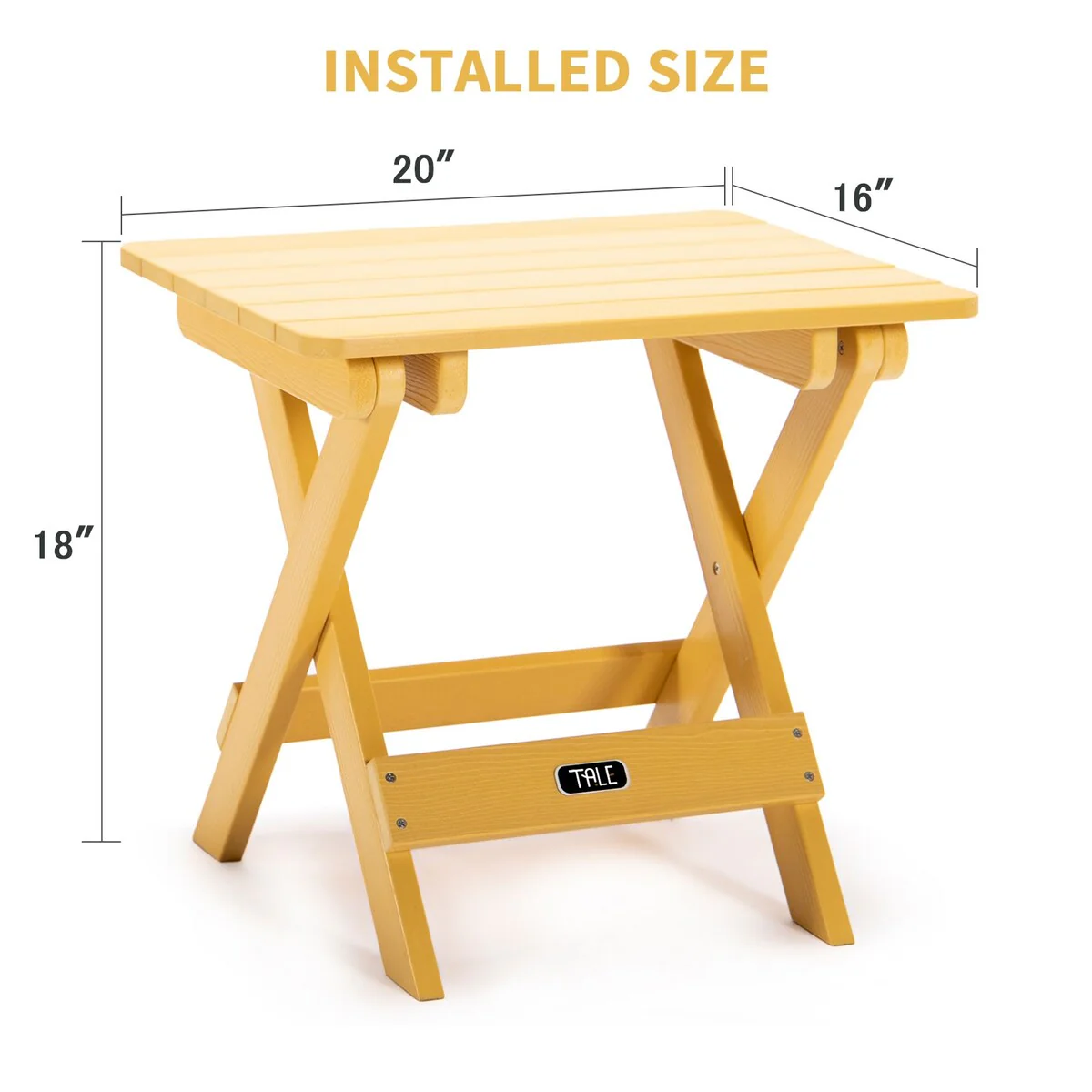 Adirondack Portable Folding Side, Beach, Camping, Picnics Yellow