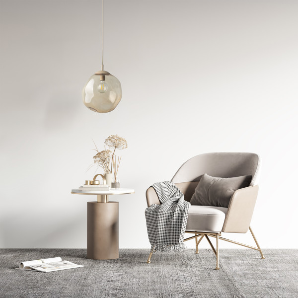Beżowa Lampa Wisząca Tk Lighting Lava L Sabia Koniakowy Nieregularny Klosz
