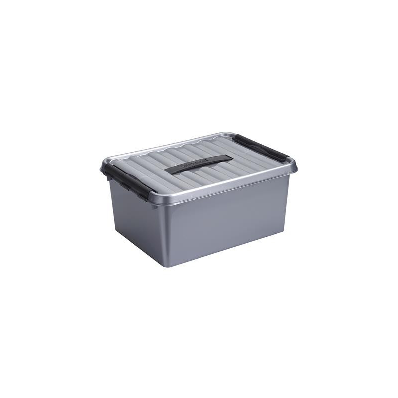 Box de rangement Q-line avec couvercle à clips gris 15 L SUNWARE