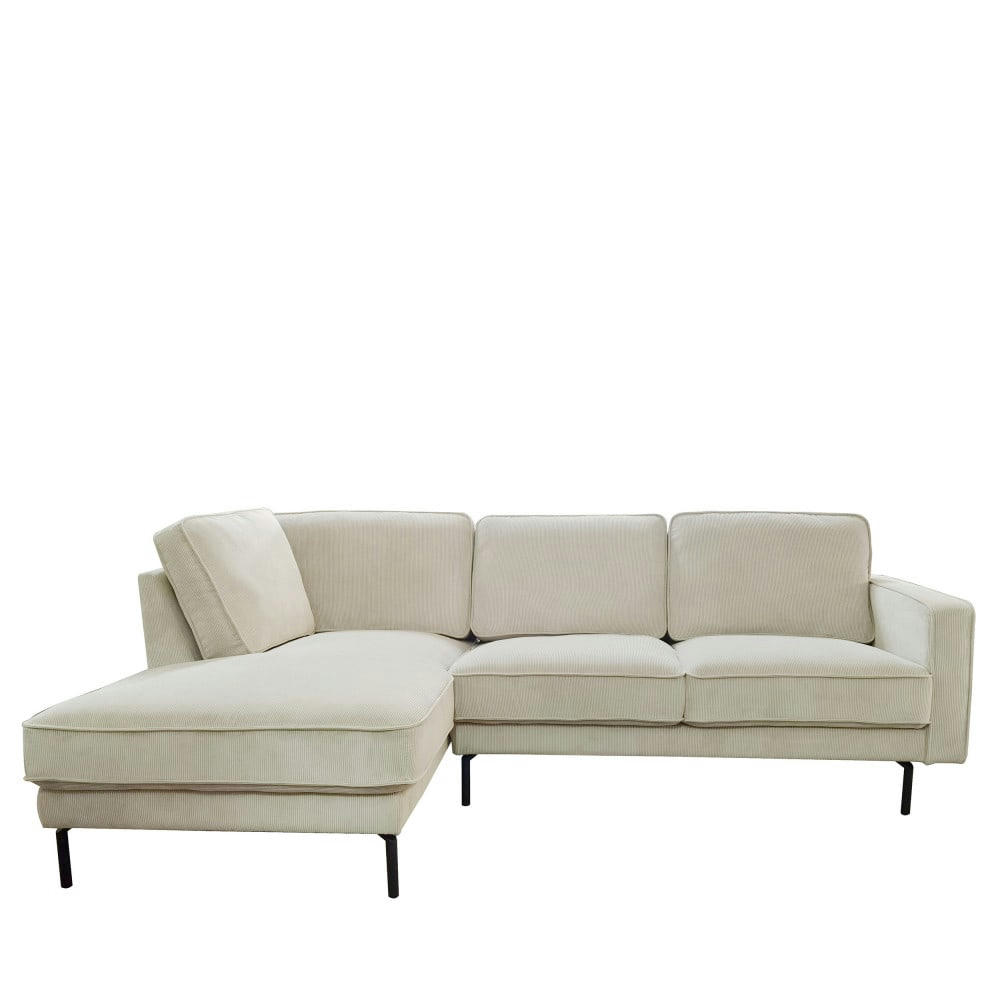 ORSO - Canapé d'angle gauche en velours côtelé beige 3,5 places