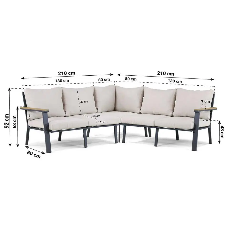 Hoek loungeset 5 personen Aluminium/Polywood (grey teakfinish) Grijs Lifestyle