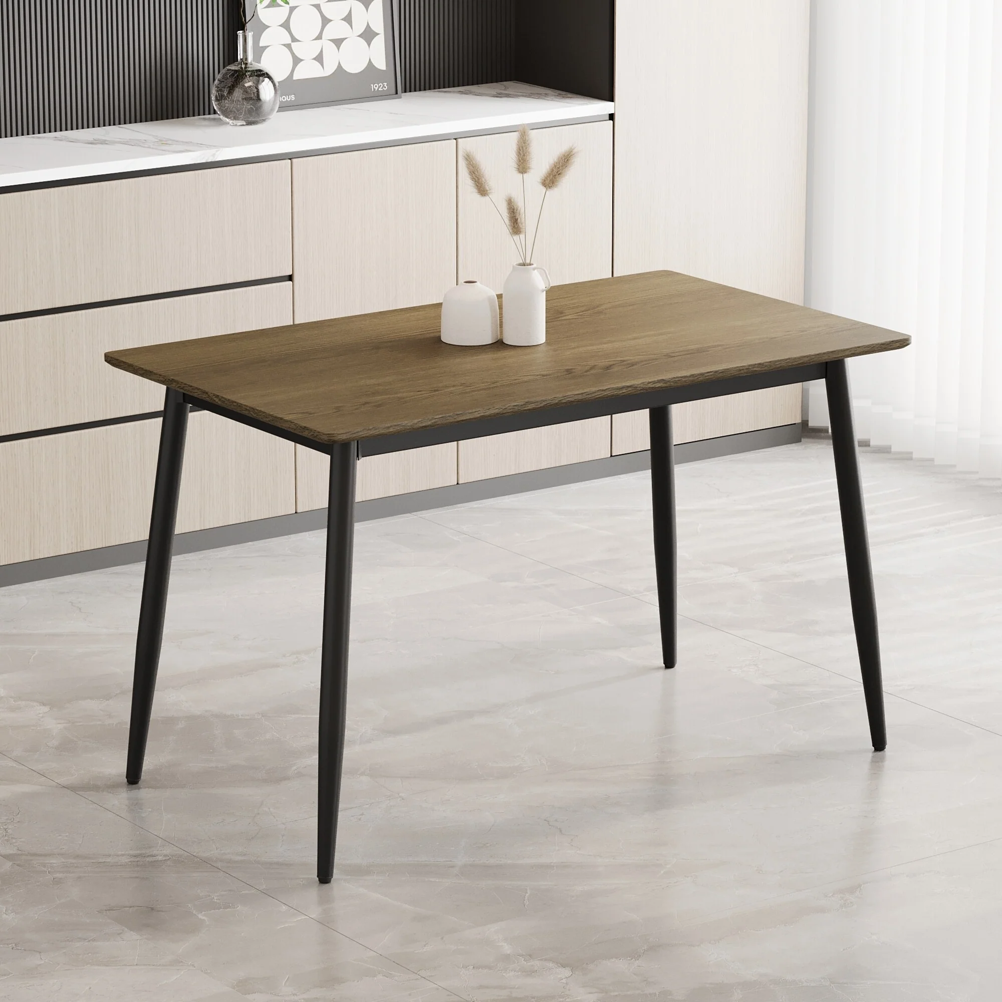 Modern Dining Table with Rust Proof Base Assembly for Small Apartments Urban Living and Compact Spaces