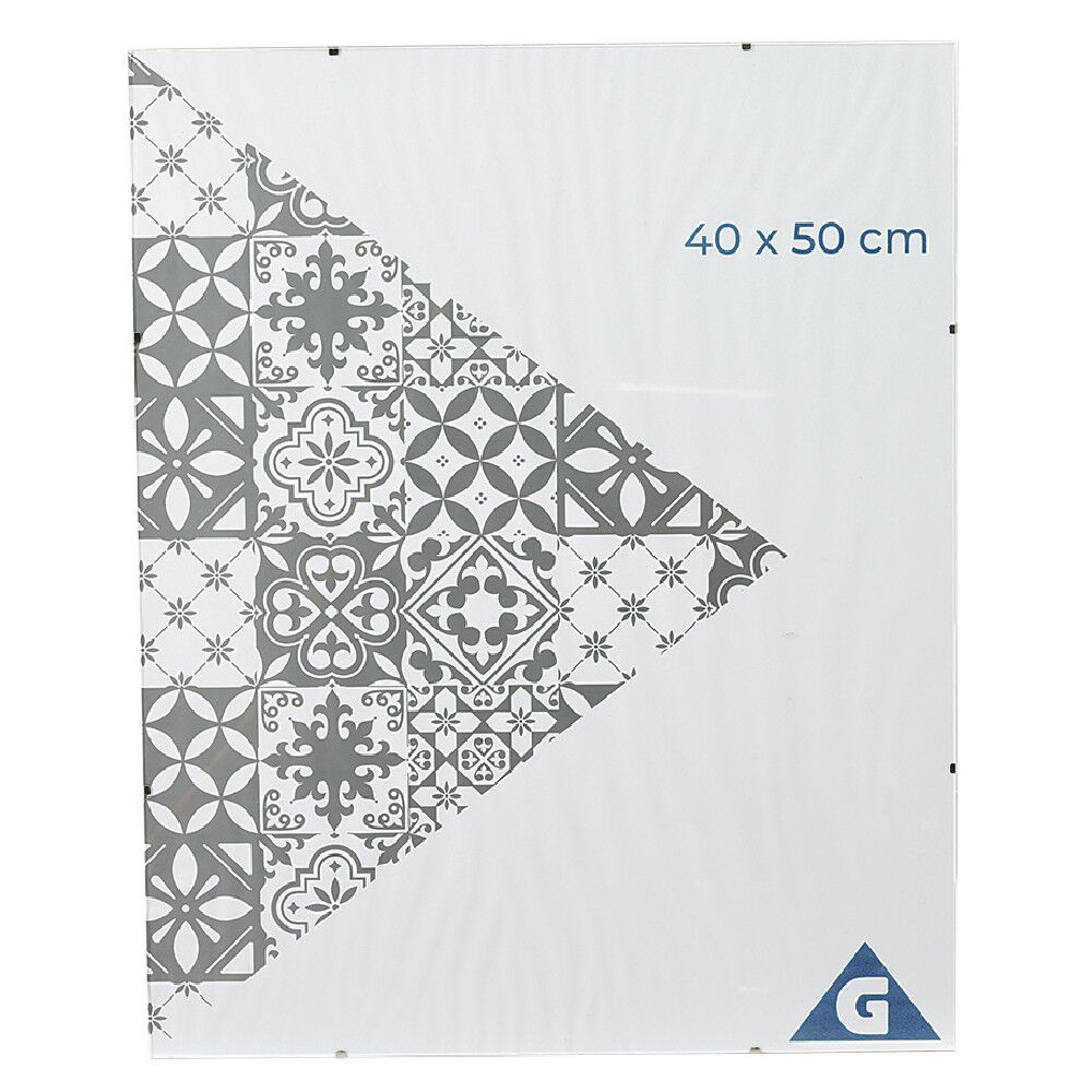 Cadre sous verre contour argenté 40 x 50 cm