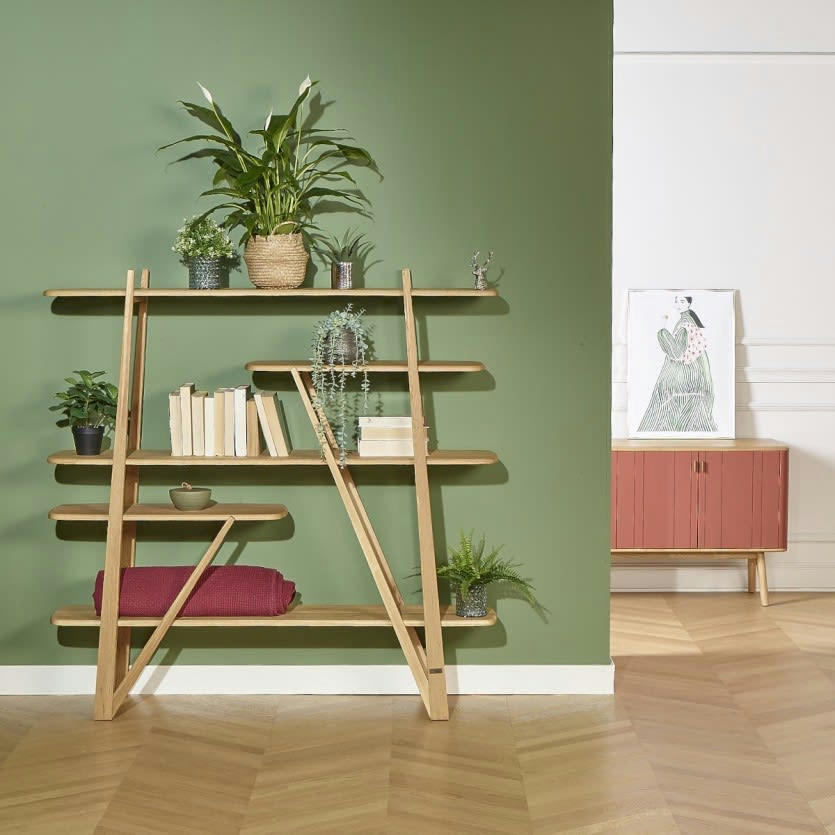 FERNAND - Etagère contemporaine en chêne massif beige