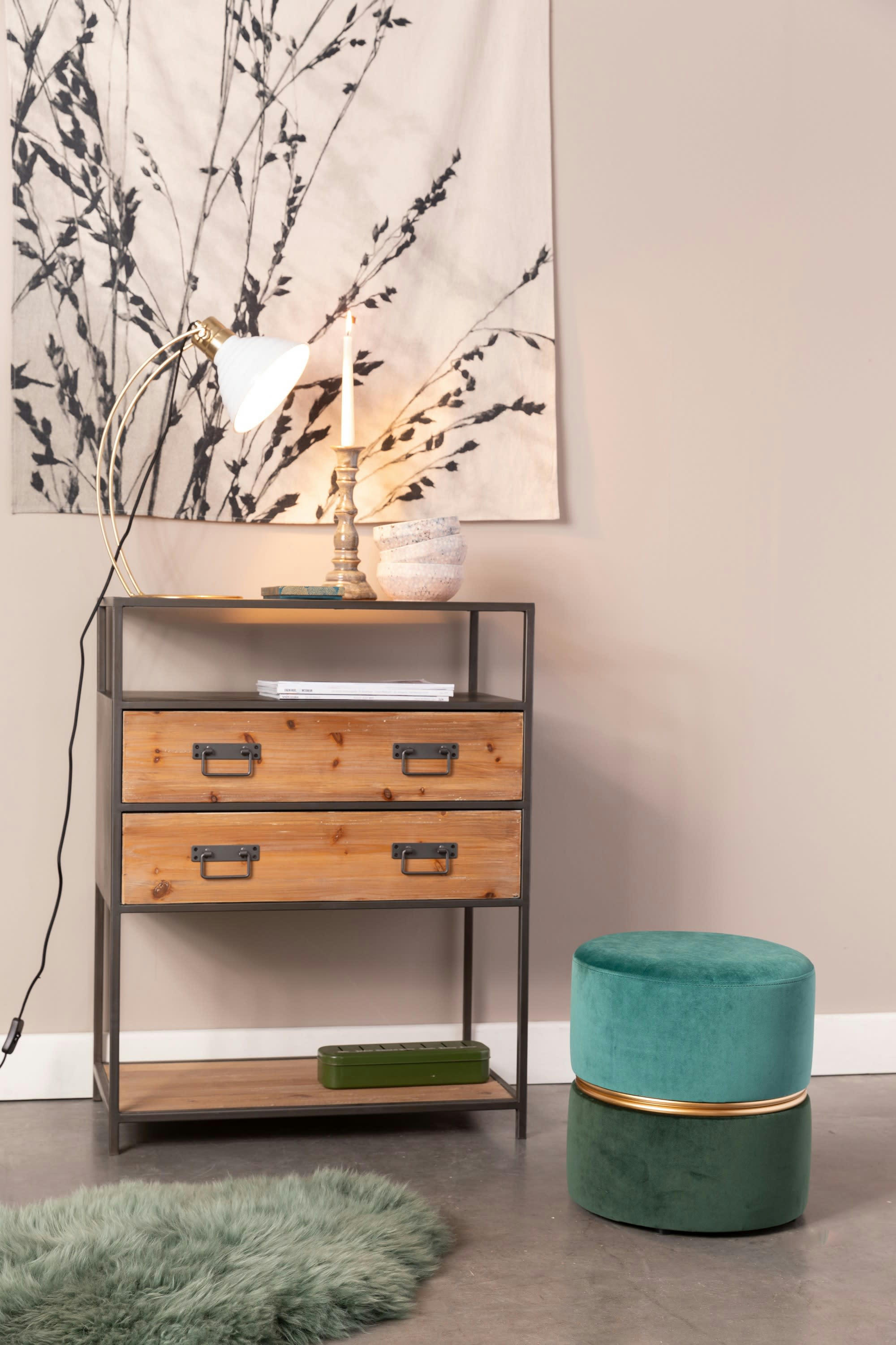 BUBBLY - Pouf en tissu vert