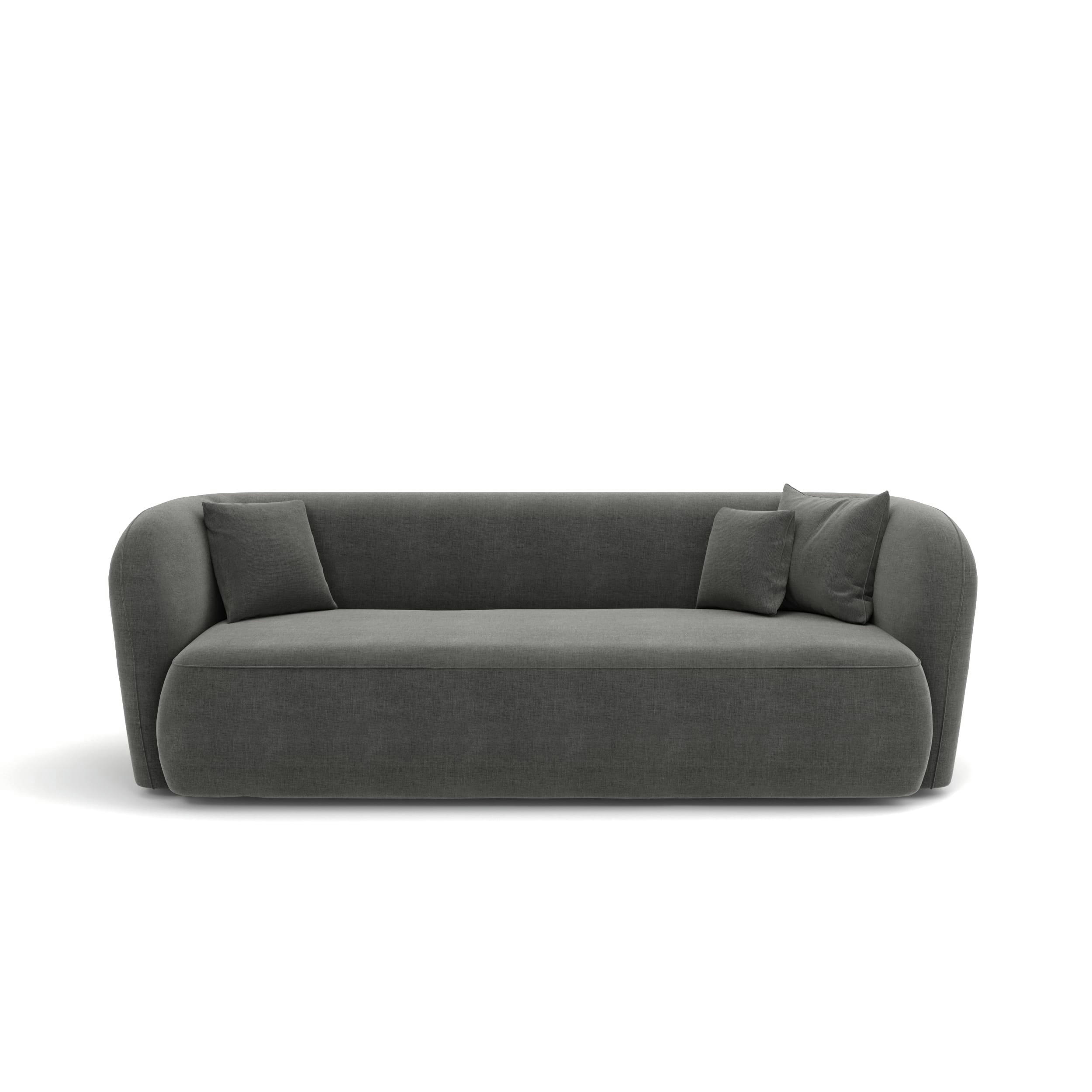 EMY - Canapé 3 places velours gris graphite